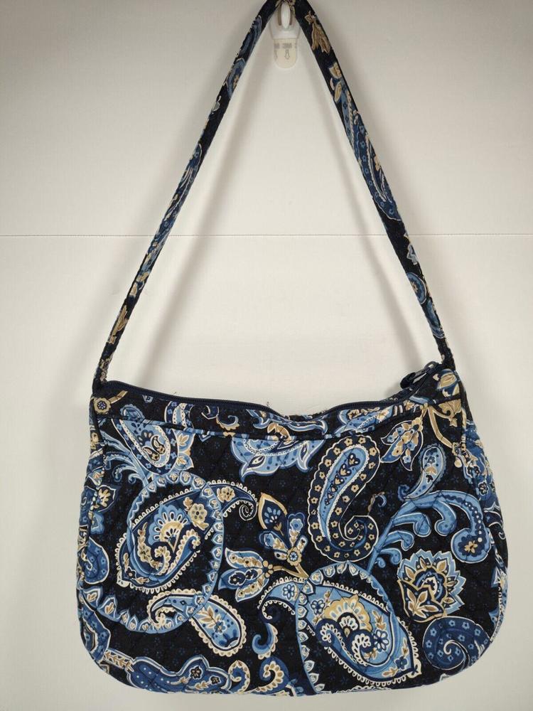 Vera Bradley Windsor Navy Blue Paisley Shoulder Bag Purse w/ Matching Mini Pouch - Picture 5 of 11